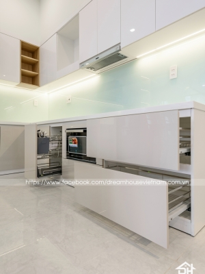 MẪU THIẾT KẾ NỘI THẤT PHÒNG KHÁCH, ĂN, BẾP CĂN HỘ TPHCM MỘC MẠC, NHẸ NHÀNG GIÁ TỐT